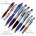 Smart Phone Pen With Stylus & Comfort Grip - Metallic Finish With Comfort Grip